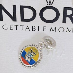 Pandora Ecuador Flag Dangle Charm S925 Silver with box